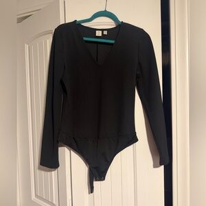 Black Long Sleeve Kids padded shoulders bodysuit